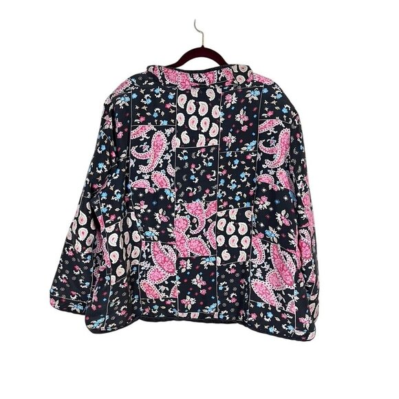 Silkland Silk Floral Jacket 3X Black Beaded Paisley Full Zip Boho Western Artsy - Picture 13 of 16